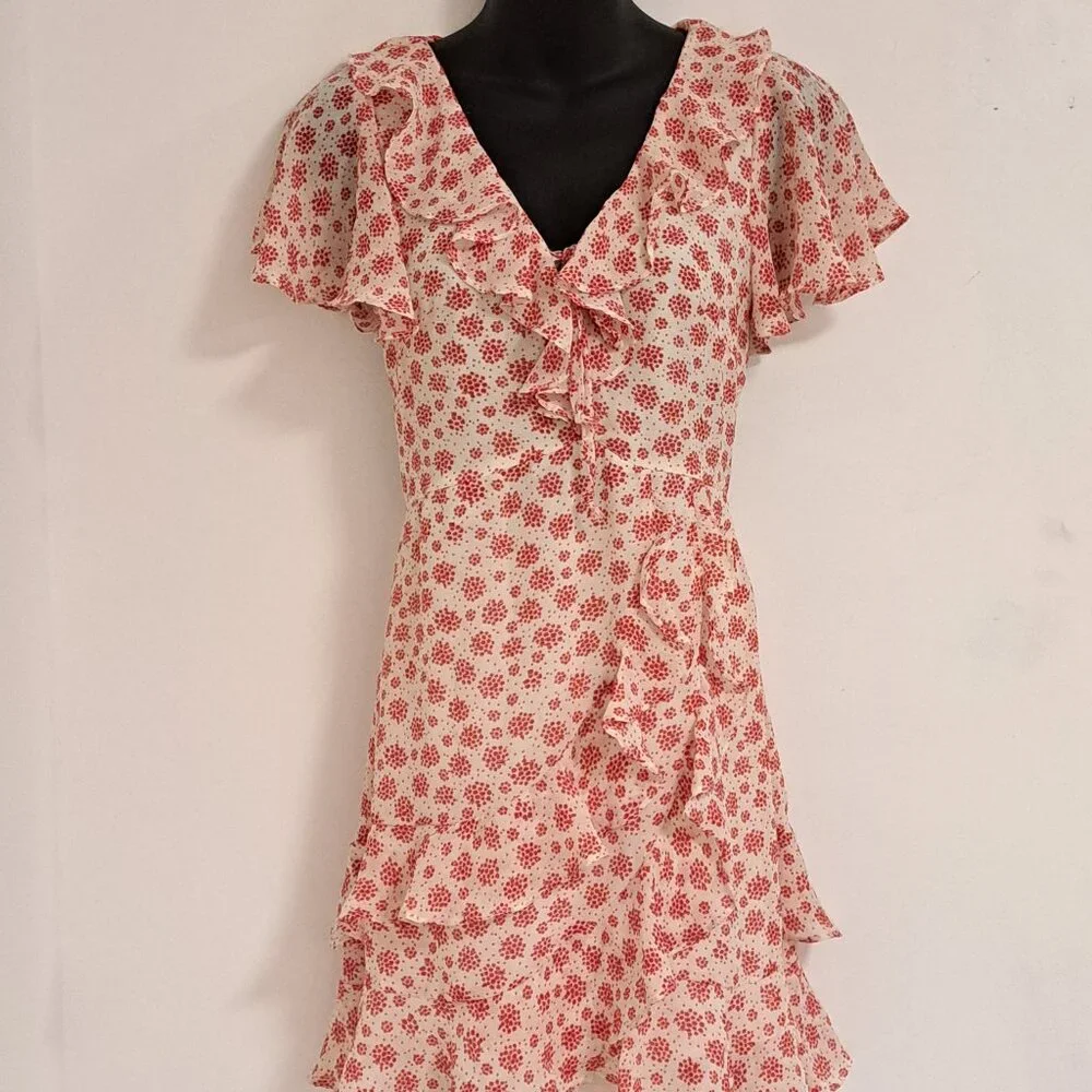 Princess Polly Women's White and Red Ruffled Mini Dress Misses Size 0 - Picture 2 of 11